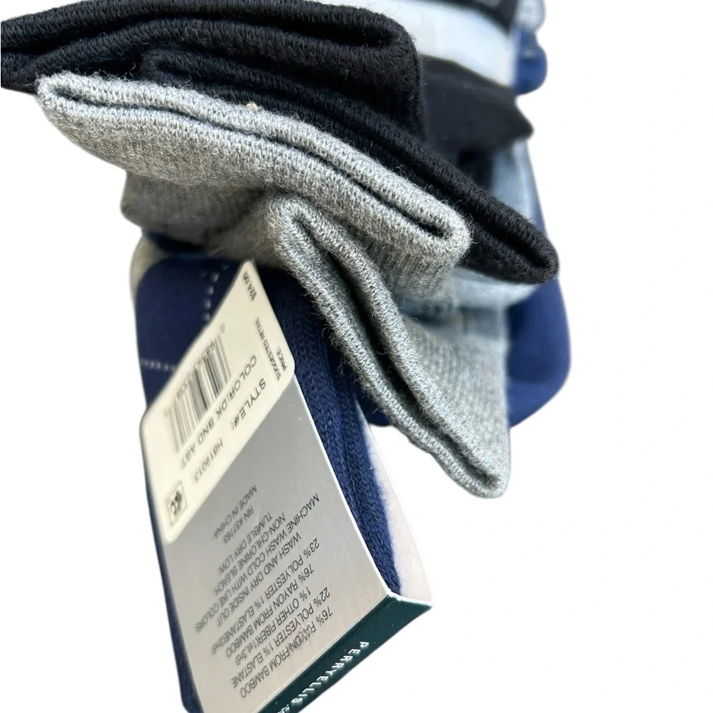 Perry Ellis Portfolio Mens Dress Socks 3 Pair Pack Argyle Navy Grey Bamboo Blend